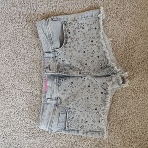 Studded denim shorts